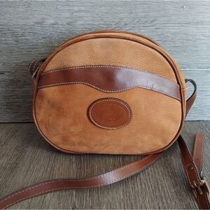 Vintage Carla Marchi Brown Tan Leather Crossbody Bag